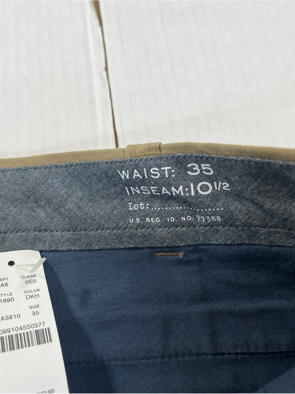 NWT J. Crew Men's Shorts Size 35 Tan Stretch Chino 10.5